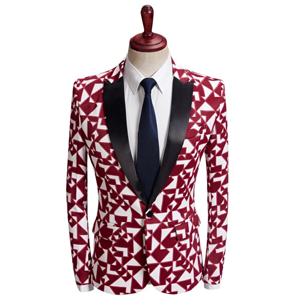 Mens 3 Piece Floral Printed Suits Slim Fit Stylish Prom Tuxedos