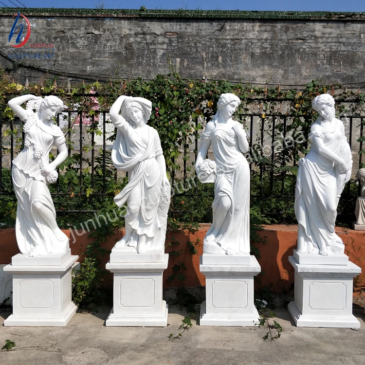 Custom Italian Colored Marble Statues Set 4 Season Sculptures