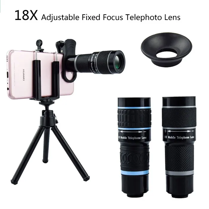 New arrival oem logo mobile phone telescope 18x zoom lens with phone holder for smartphone