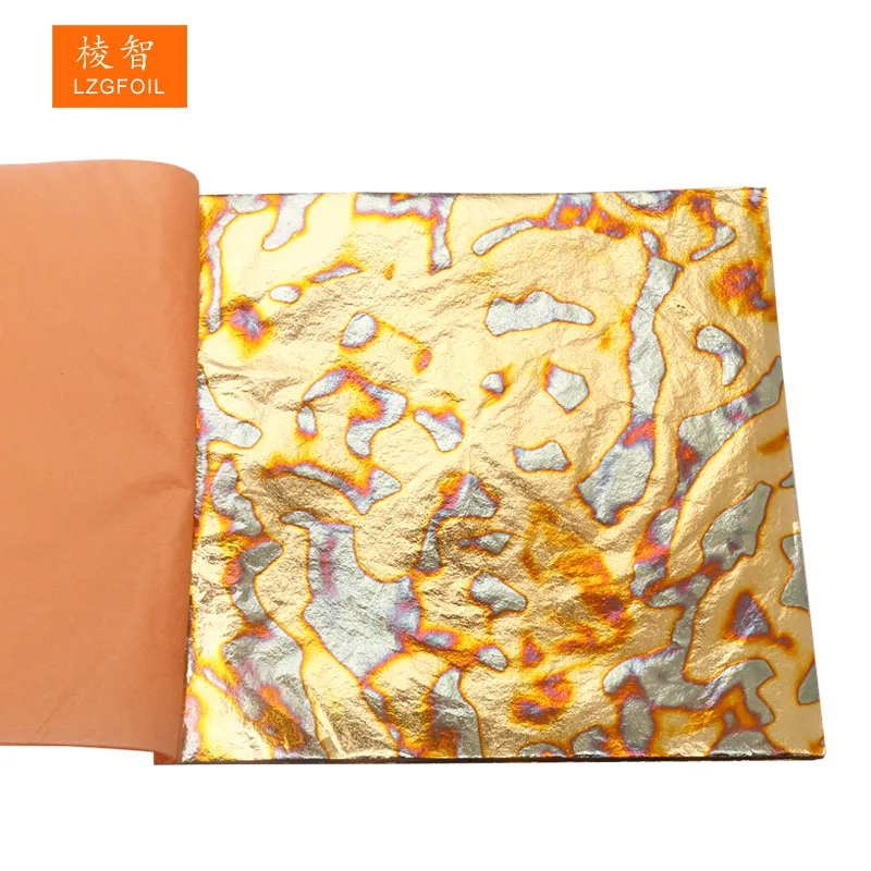 #1 14X14 cm 25 Sheets/Booklet Pack Variegated Copper Foil for Ceiling Wall Crafts Decoration Imitation Gold Leaf Sheet