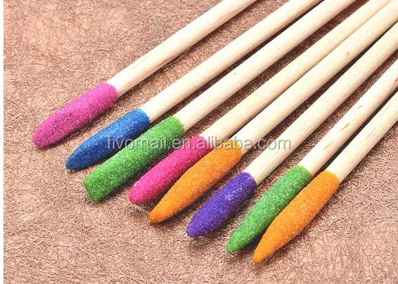 Colorful Nail Art Wood Wooden Orange Stick Nail File Sanding Stick
