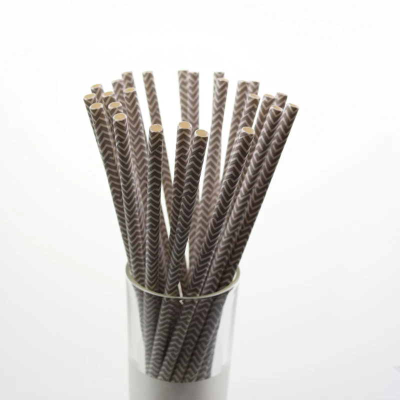 Black and White Paper Straws Wrapped Drinking Straws Customized Pattern