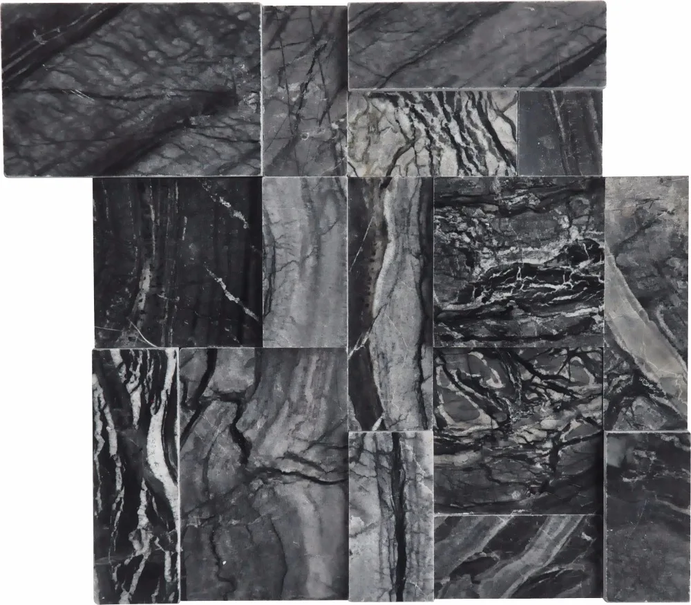 Travertine cube 3d matt finishing marble mosaic tile beige color for TV background