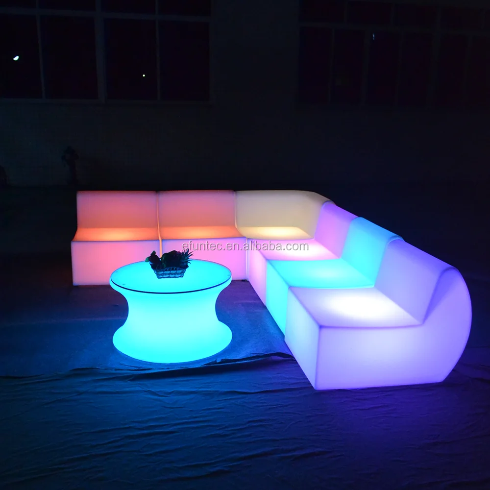bar nightclub furniture set 16 colors changing illuminated led sectional sofas with remote control