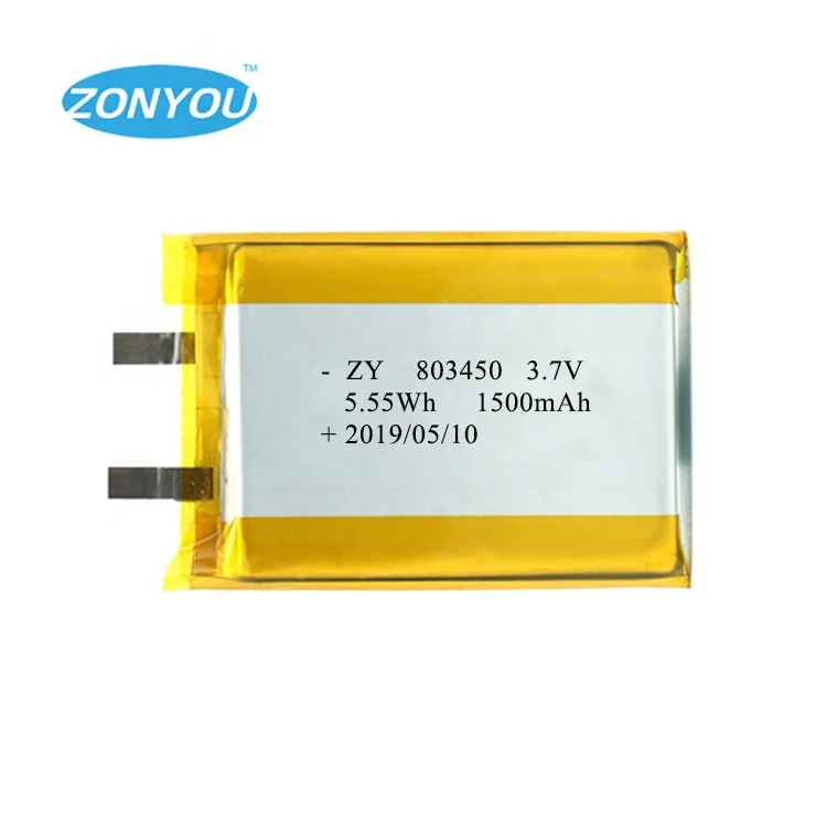 Rechargeable 803450 103450 3.7V 5V 1500mAh Small Ceramic Lithium Polymer Lipo Battery