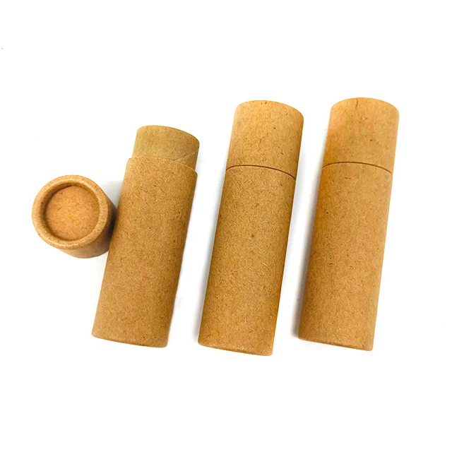 
0.5 oz Biodegradable White Kraft Cardboard Deodorant Push Up Paper Tube Packaging For Lip Balm 
