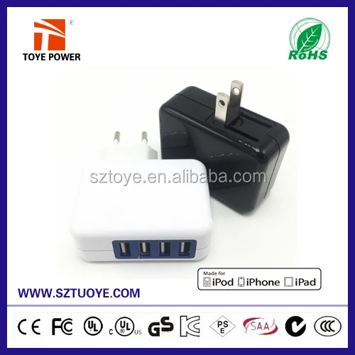 20W 4A 4-Port USB Charger with Folding Plug and Technology Smart Charger
