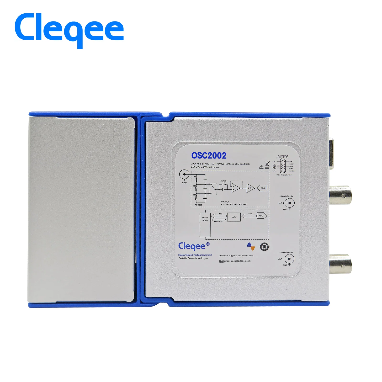 Cleqee C550 PC Virtual Digital Handheld Oscilloscope 2 Channel Bandwidth 50Mhz sampling data 1G with probe USB cable