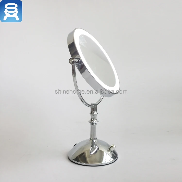 7 inch bathroom desktop makeup mirror/double side LED light make up mirror vanity mirror nickle finishing with dimmer light