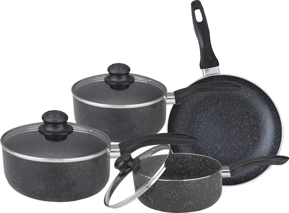 6 Pieces Aluminum Cooking Pot Cookware Sets  Multicolour Non-stick