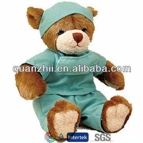 Custom stuffed doctor plush teddy bear with stethoscope