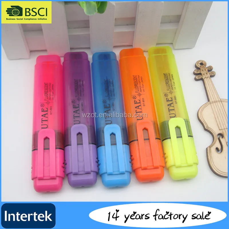 
Factory Price New Arrival Flat Barrel Fluorescent Pen Colorful Child Hilighter Marker Pen 