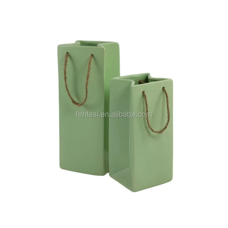 Bag shaped colorful porcelain modern ceramic floral vases wholesale