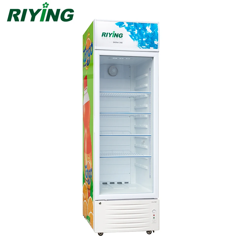 278 Liter Glass Door Commercial Display Fridge for Drinks with SASO Certificate
