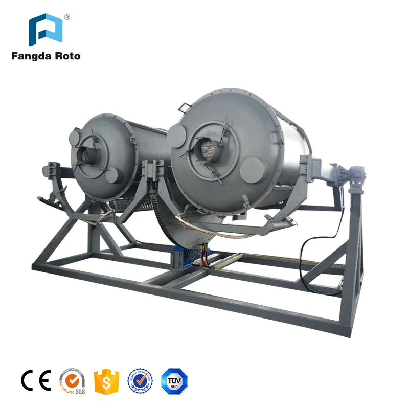 
Open flame rock n roll rotational molding machine 