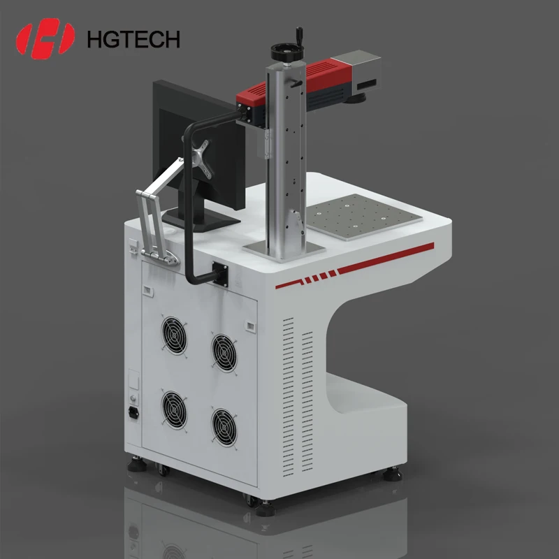 HGTECH uv ultraviolet Laser Marking printing Machine for Iphone case,wire,bottle,cosmetics,power bank