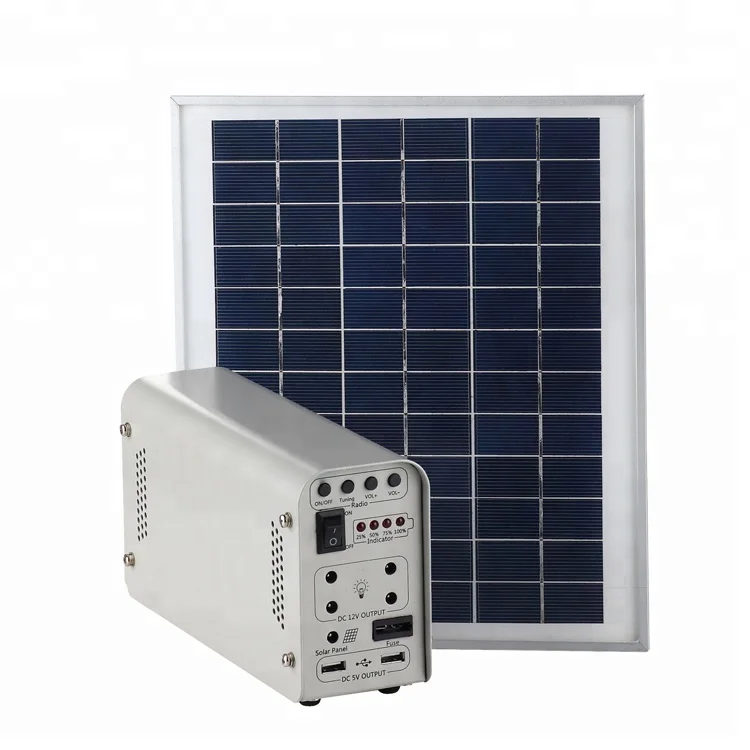 Portable 10w solar lighting kit with lead-acid battery solar home system for outdoor lighting