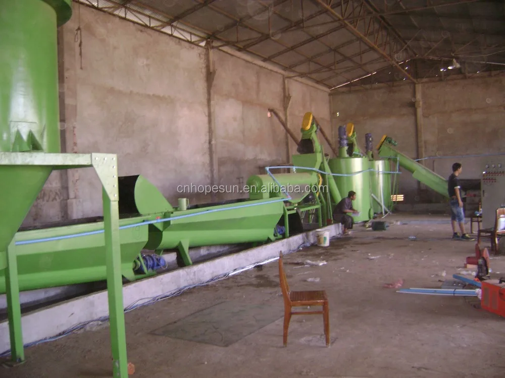 pet bottle crushing washing drying recycling line