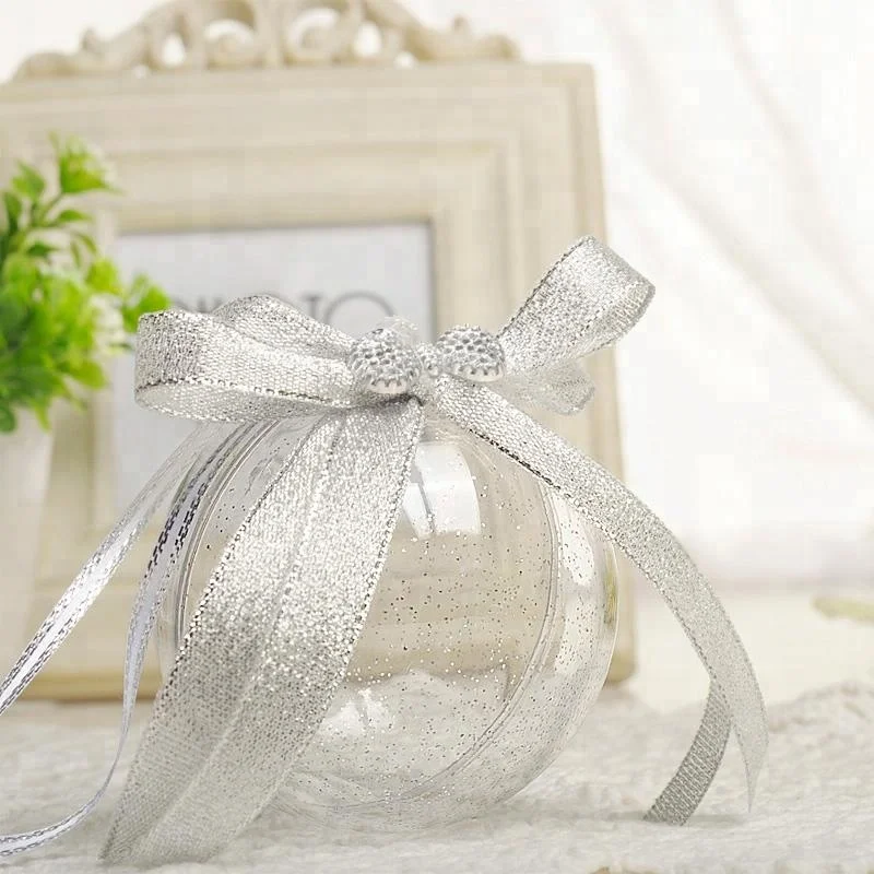 Hot selling gold powder box shiny for custom bow plastic candy box for wedding