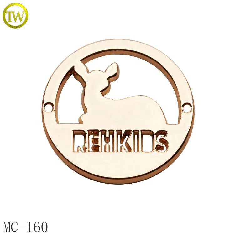 Custom Engraved Brand Logo Badge Sewing 2 Holes Metal Garment Label Tags For Women Clothes