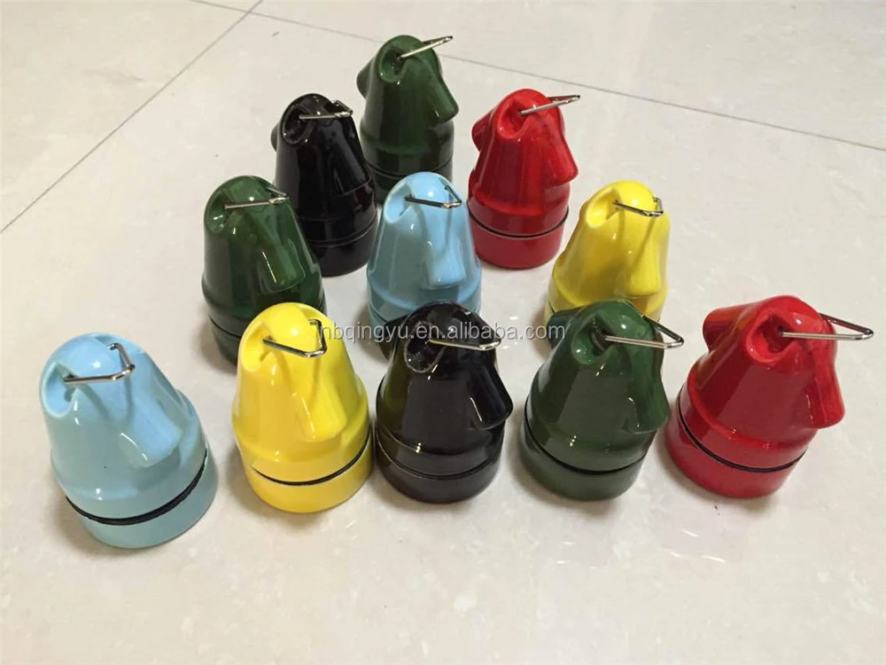 2107 new design E27 Porcelain Lamp Holder Black Table Lamp Bulb Socket with hook