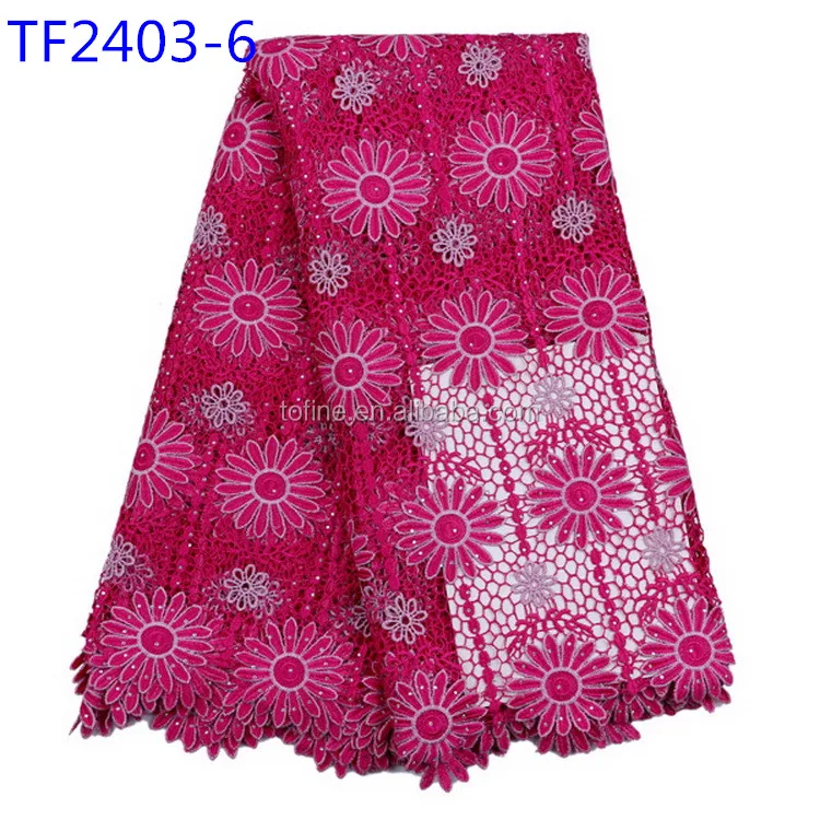 White cord lace fabric Lovely fashion design guipure lace fabric with flower pattern for making women dress