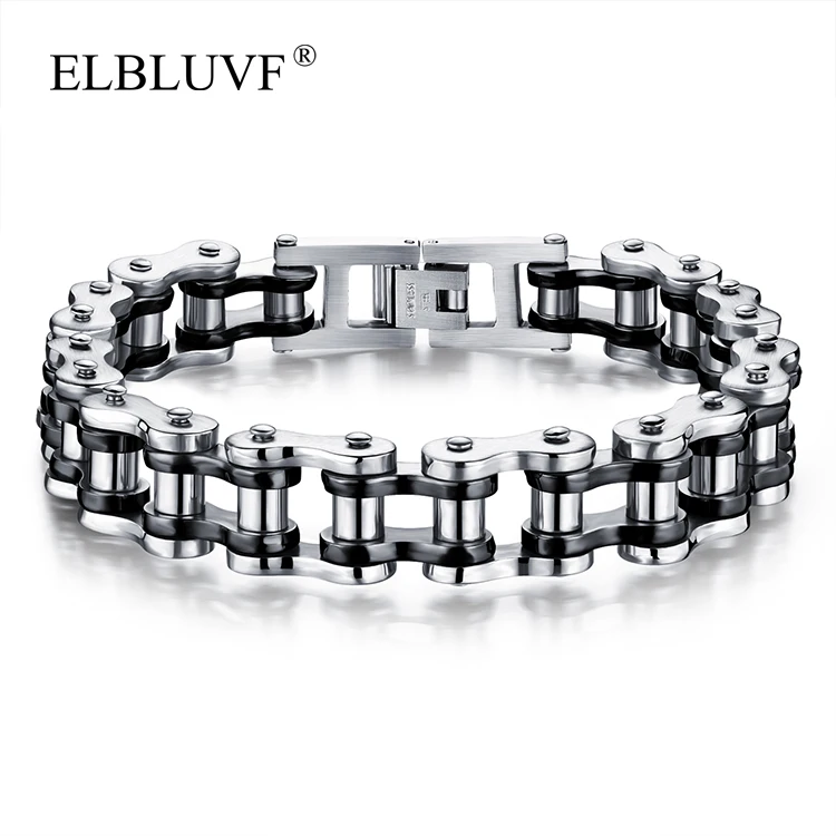
ELBLUVF Free Shipping Stainless Steel Fashion Jewelry Locomotive Chain Shape Bracelet For Men 
