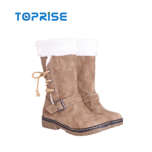 Winter warm leather rubber sole snow women boot