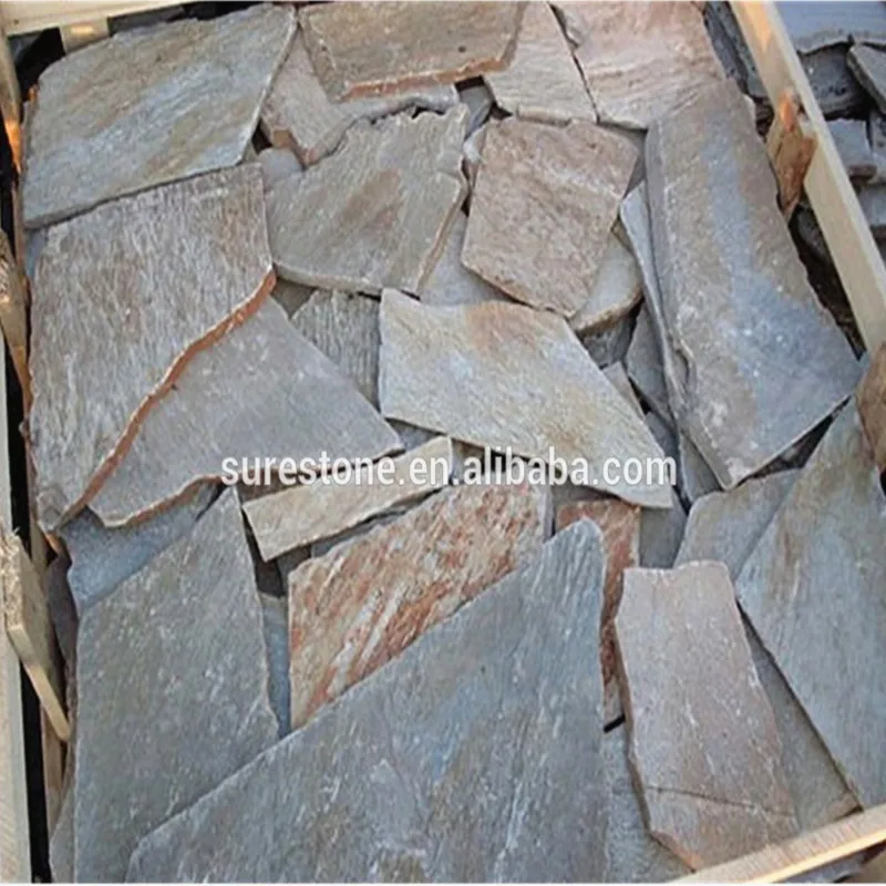 Uncut large natural irregular slate tiles outdoor path paving stone park landscape wall panel