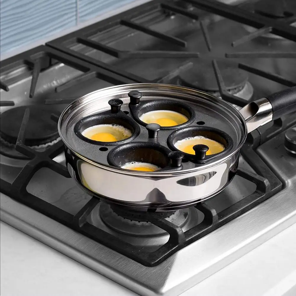 
Egg Poacher Pan Set with 4 Egg Poaching Cups and Stainless Steel Frypan Pan egg steamer 