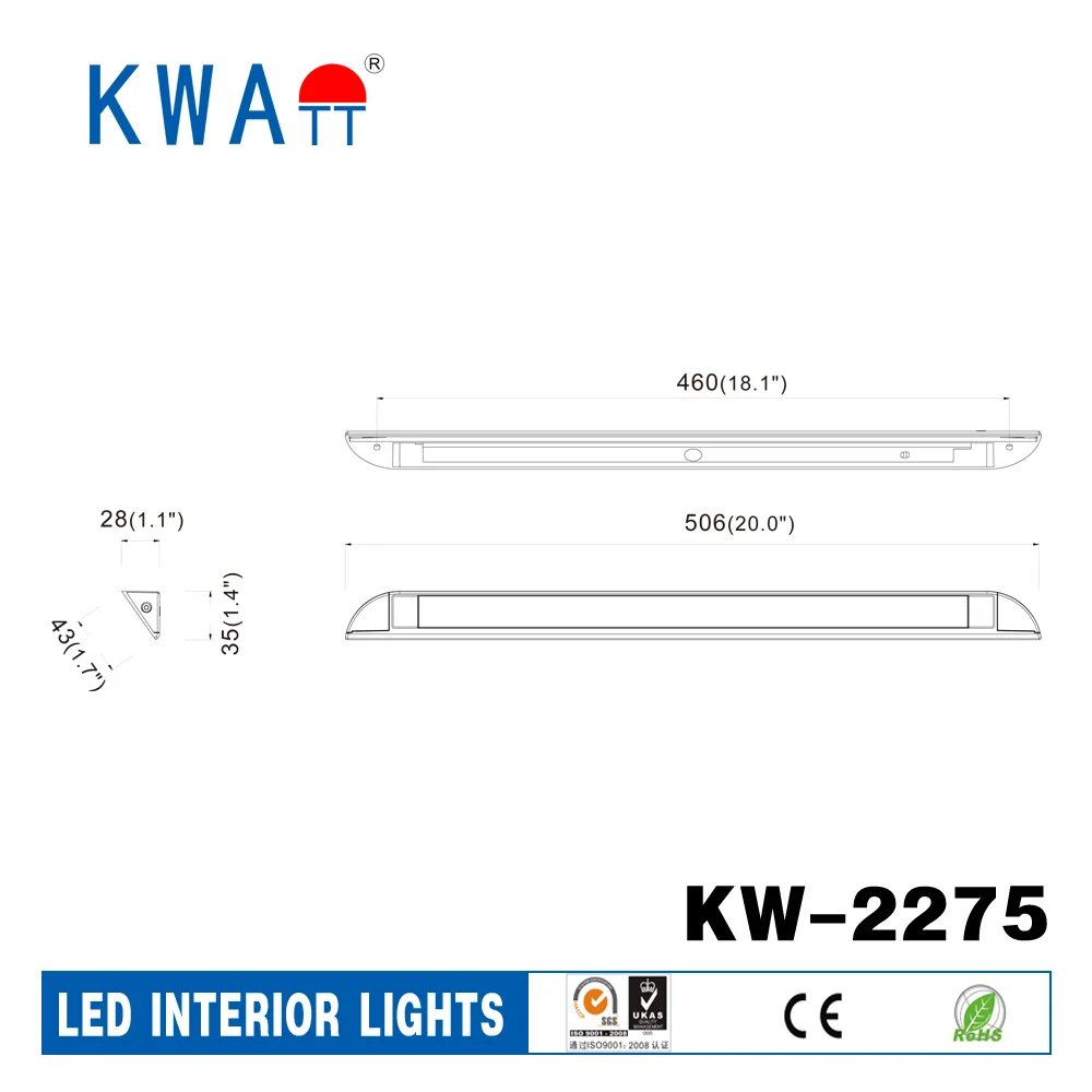 High lumen waterproof 12V RV Trailer LED interior Ceiling Awning lights for Van,cabin,marine,Boat,Yacht with touch switch