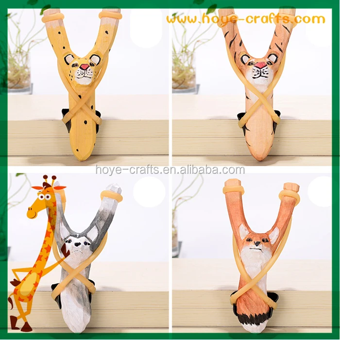 
New Creative Design Colorful Animal Shape Wooden Slingshot Hunting 