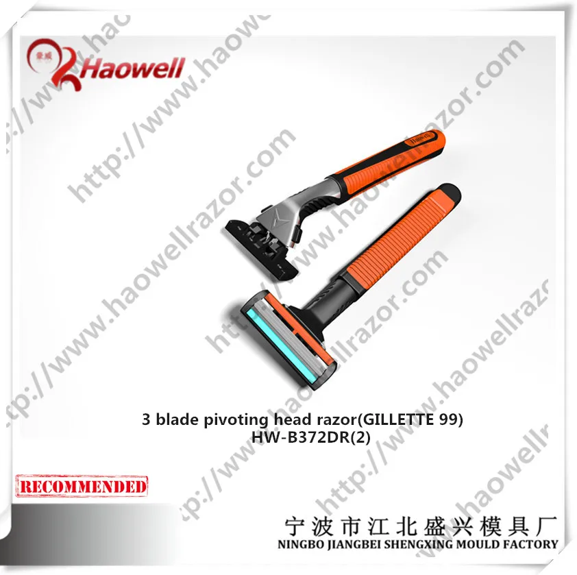 Совместимость с mach-3 высокое качество 3-лопастной piovting головка бритвы и лезвия картридж сменный бритвы (GLT99)