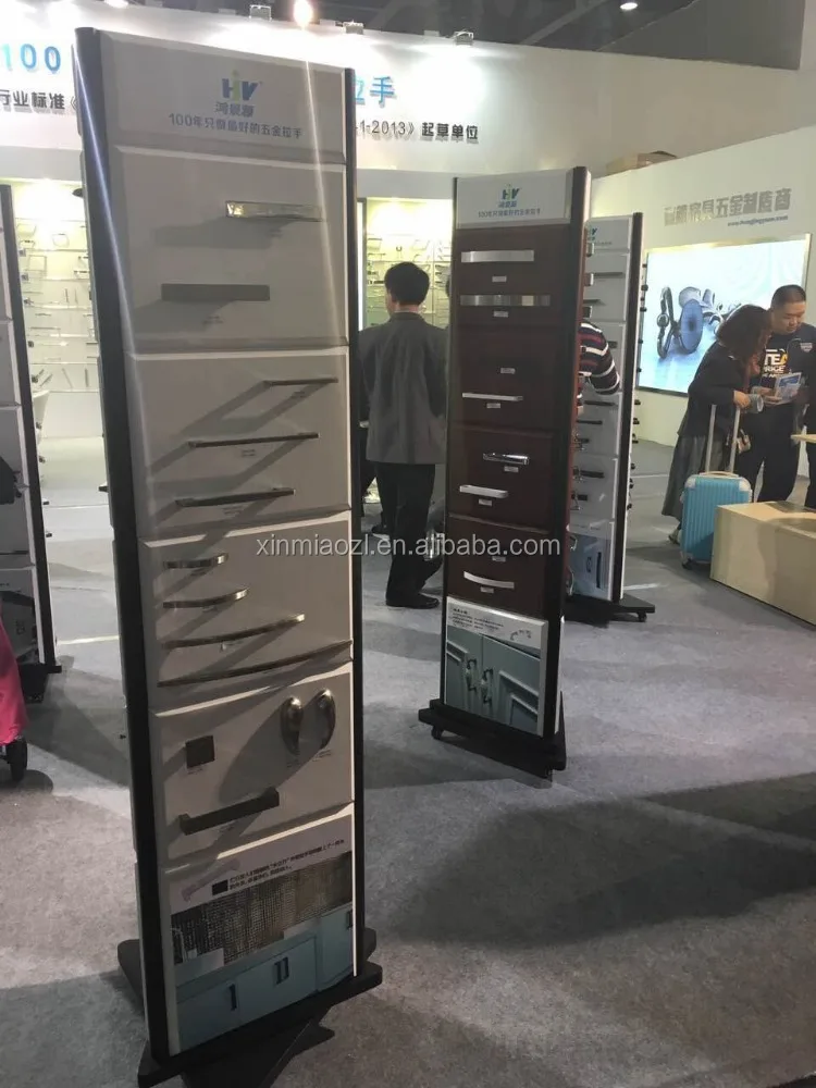 3 Way Aluminum Display Racks For Hardware  and handles. Rotatable Display stand