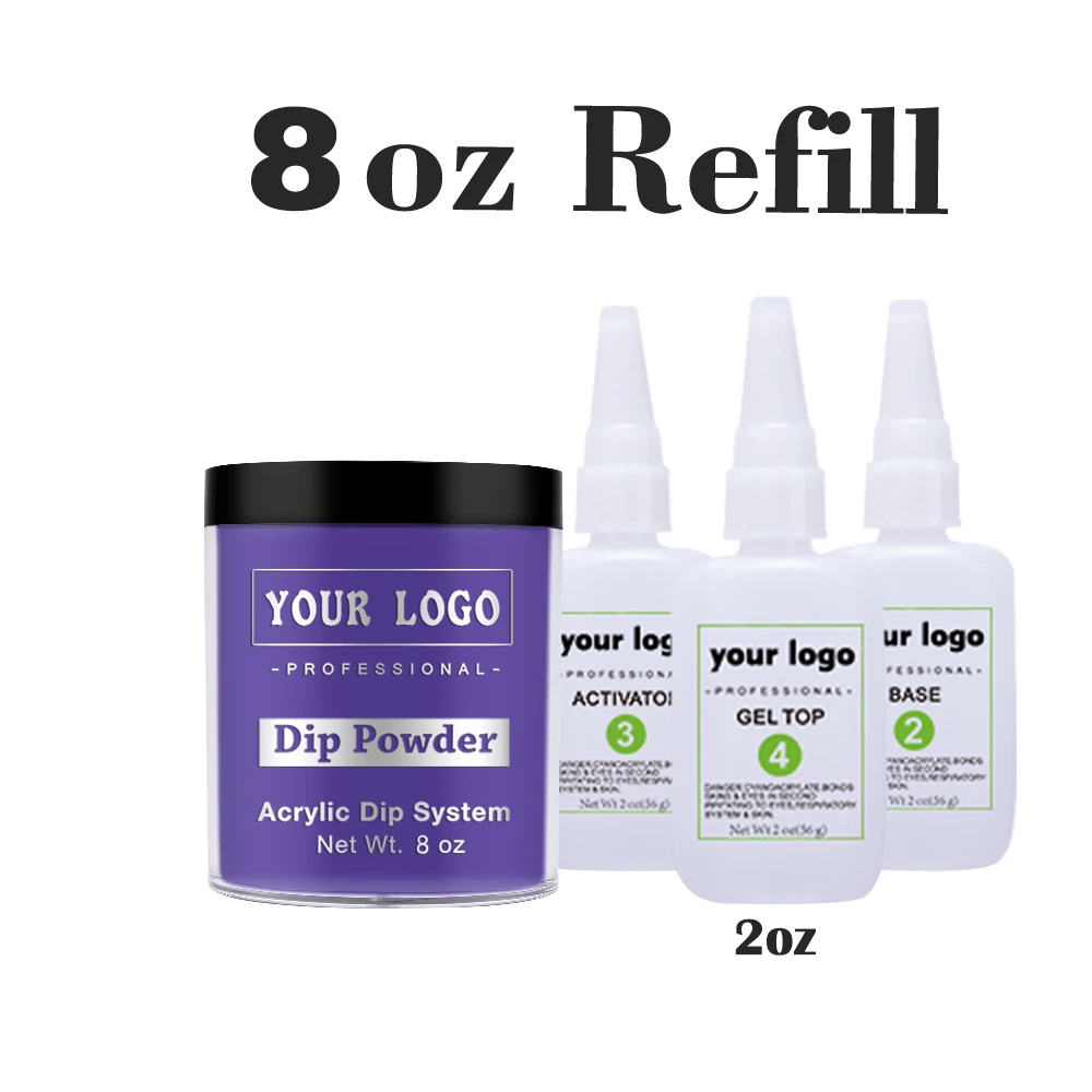 8 OZ Dipping Powder Refill and 2oz Nail Glue Liquid Acrylic for Nail Dipping System