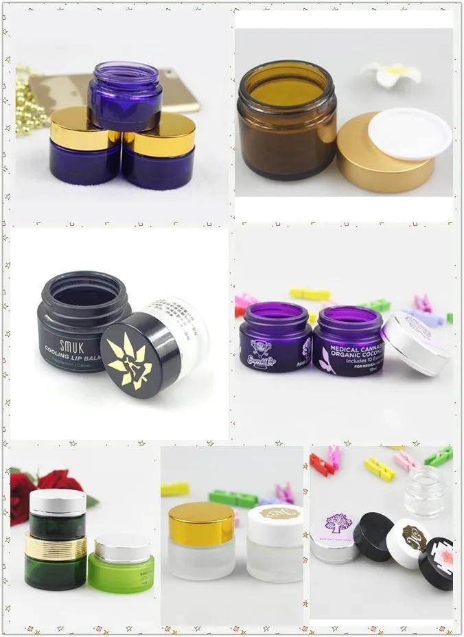 Clear Round Screw Neck Cosmetic Glass Jar 60ml Plastic caps