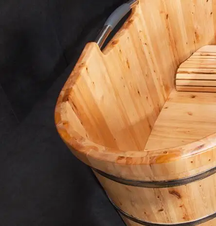 Bath tub to door home spa massage wooden bath shower bucket