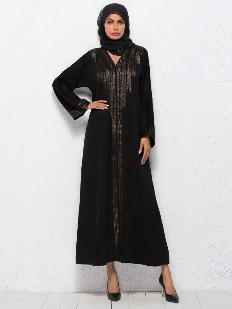 A3438 Jalabiya for ladies abaya models dubai Kaftan Black open muslim cardigan Kimono