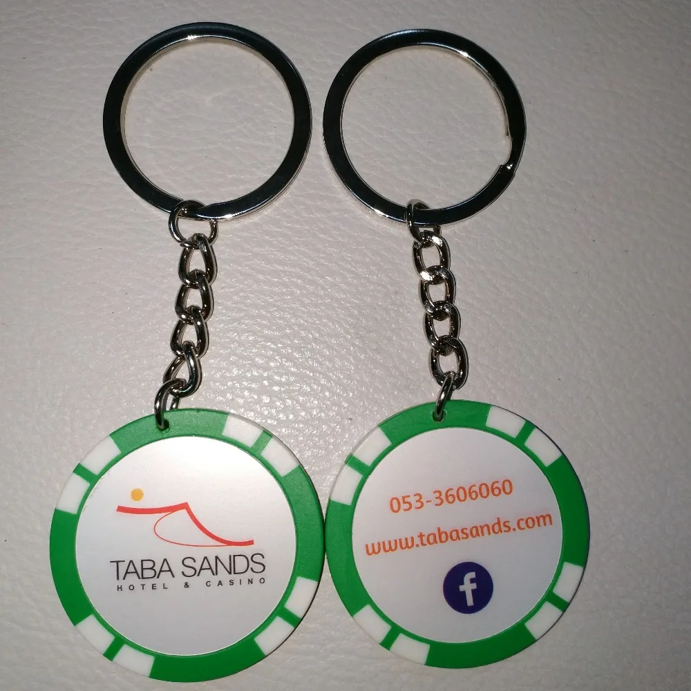 Custom made poker chip keychain keyring