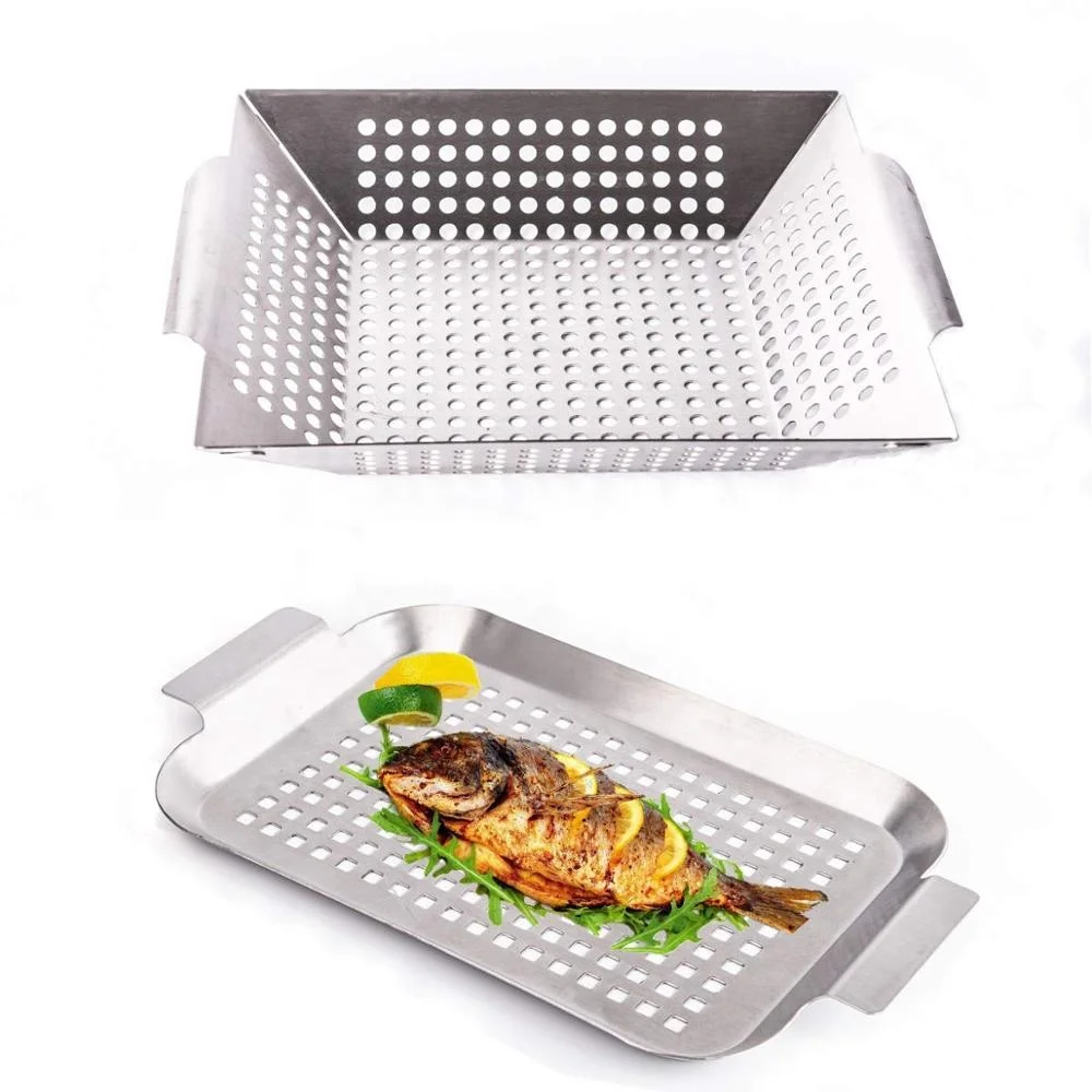 
charcoal bbq basket /Stainless Steel BBQ Accessories Vegetable Grill Basket and Smoker Pan Stainless Steel BBQ Accessories Smoker Pan