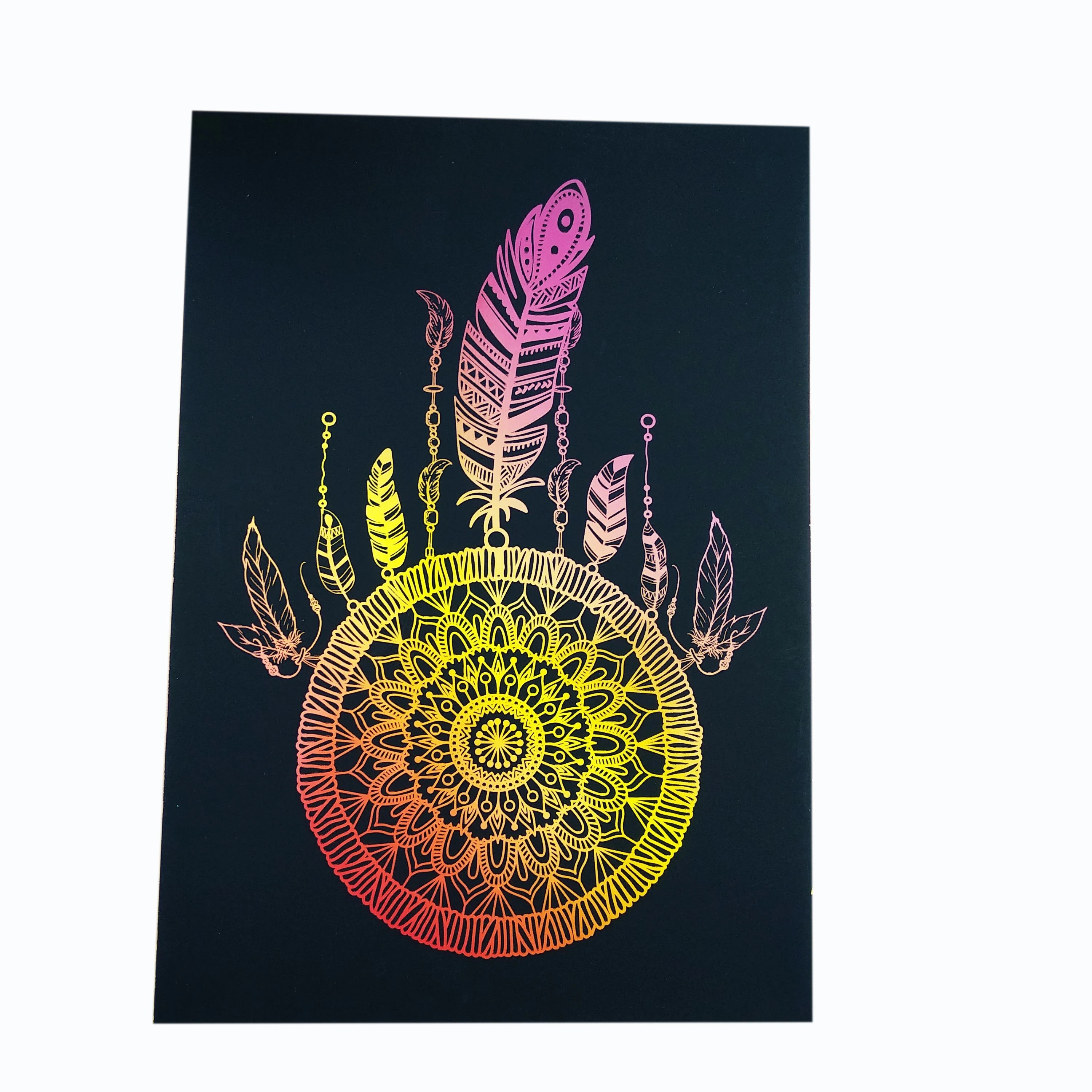 Colorful custom scratch card paper kids DIY rainbow scratch paper with pen for promotional gift