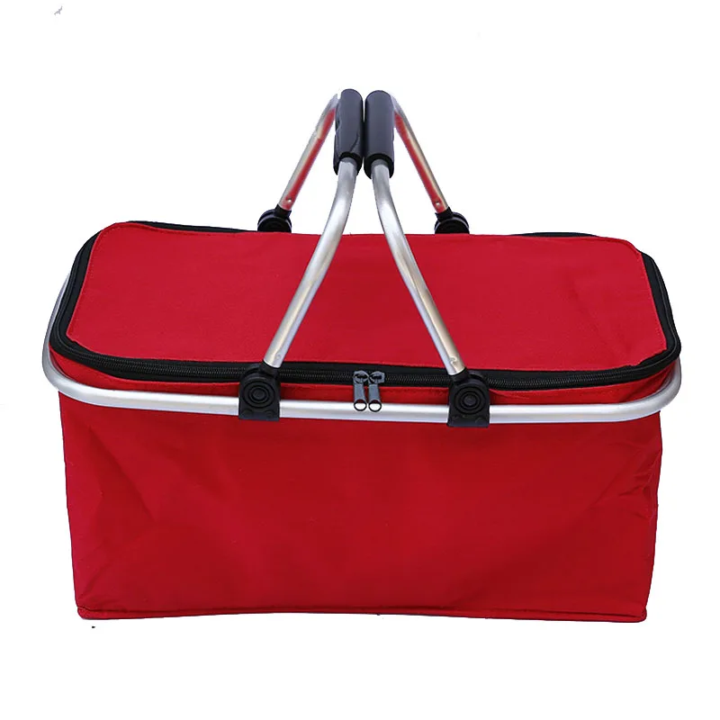 
double handle folding shopping basket and hand Portable basket preservation picnic basket 