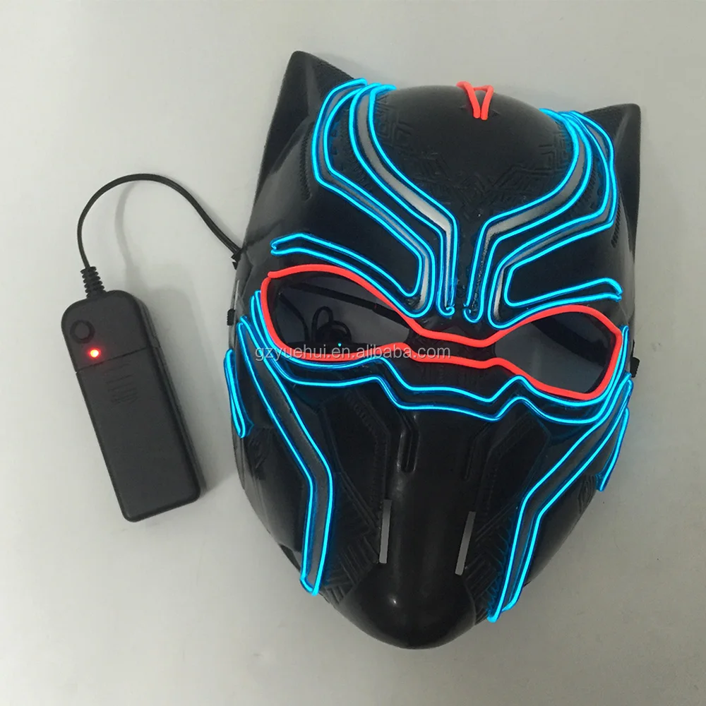 Grand Event Party Supplies EL Cold Light Captain America Figure Mask Light Up Black Panther Design Helmet Mask Holiday Lights