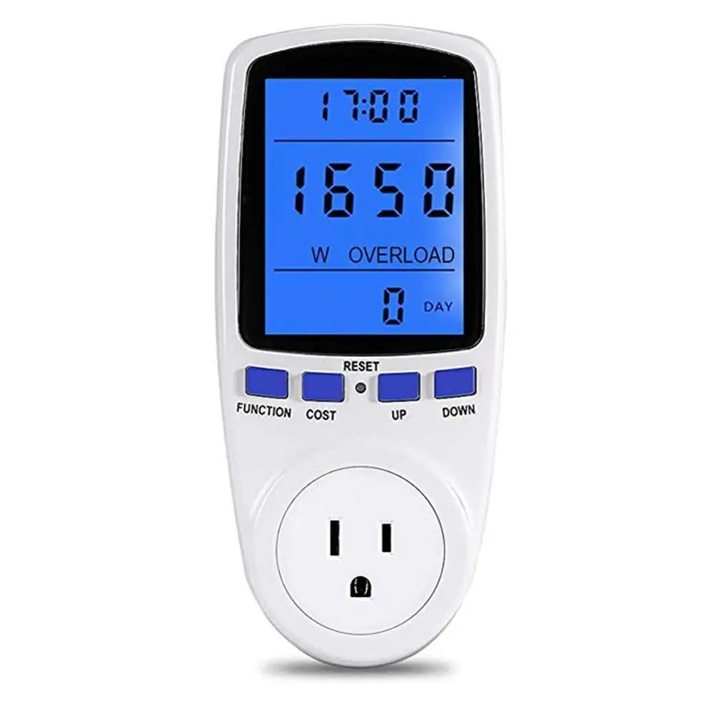 
Power Meter Plug, Electricity Usage Monitor Watt Volt Amps KWH Consumption Analyzer with Digital LCD Display Overload Protection 
