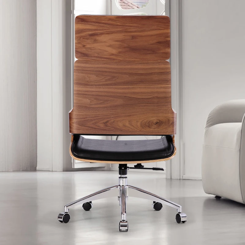 HE512 Foshan Modern Genuine Leather Designer Wood Arm Office Director Aviator Chair Executive