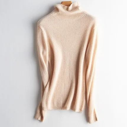 Customize Merino Wool Luxury Knitted Warm Turtleneck Cable Sweater For Women