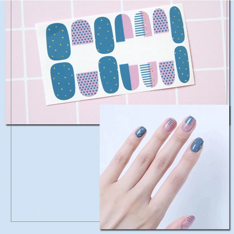 Fashion Korean style self-adhesive nails real polish strips pure solid color girls nail sticker for decoration