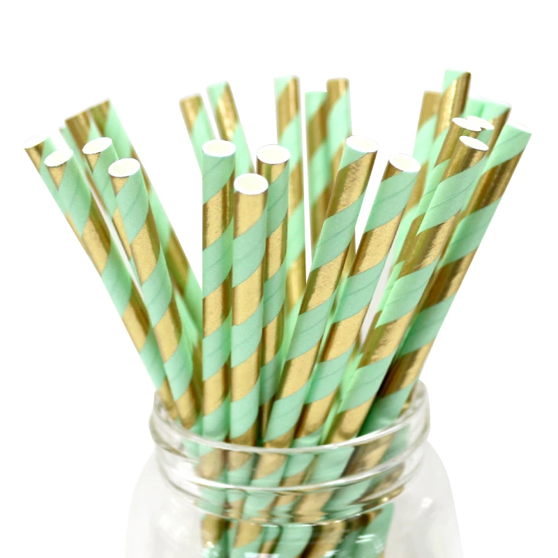 Thin Striped Paper Straws Drinking Art Party Straws