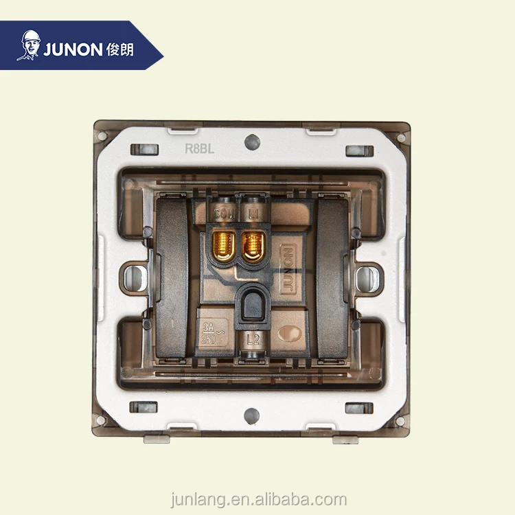 JUNON Meatal and Plastic One Gang One Way Electrical Wall Switch with LED Light