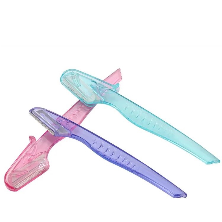 Customized makeup tools Promotional manufactures shaver eyebrow razor with plastic handle
